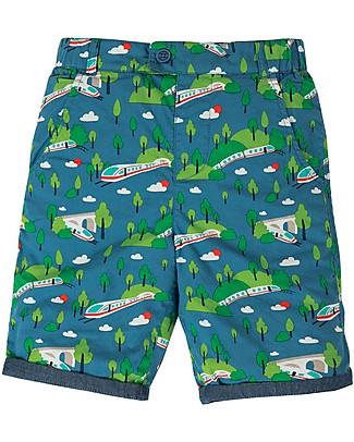 Frugi Shorts Ralph Reversibili - Treno (18 mesi-4 anni) - 100% cotone bio Pantaloni Corti
