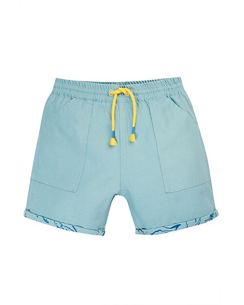 Frugi Shorts Reversibili con Sqauli - Azzurri - Cotone Bio Pantaloni Corti