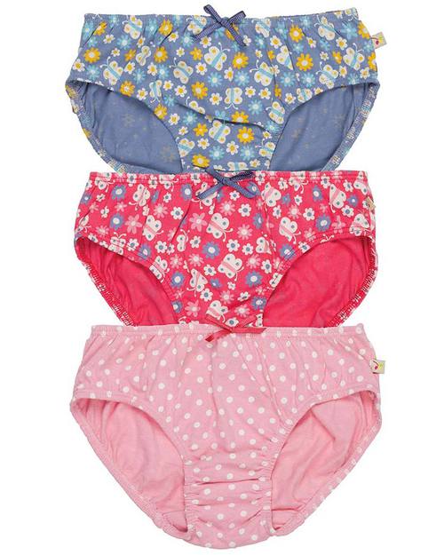 Frugi Slip Bambina Fiorellini e Pois Pacco da 3 - 100% Cotone Bio Slip