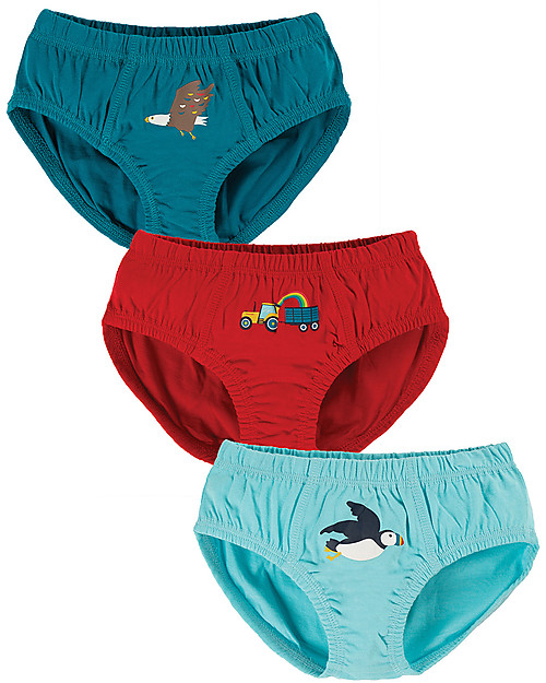 Frugi Slip Barney Pacco da 3 - Trattore - Cotone bio Slip