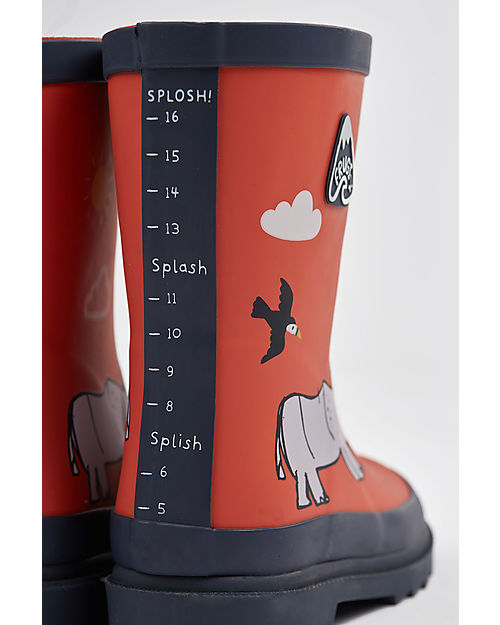 Frugi Stivali in Gomma Puddle Buster Wellington - Amici Rinoceronti - 100% gomma naturale Stivali Pioggia