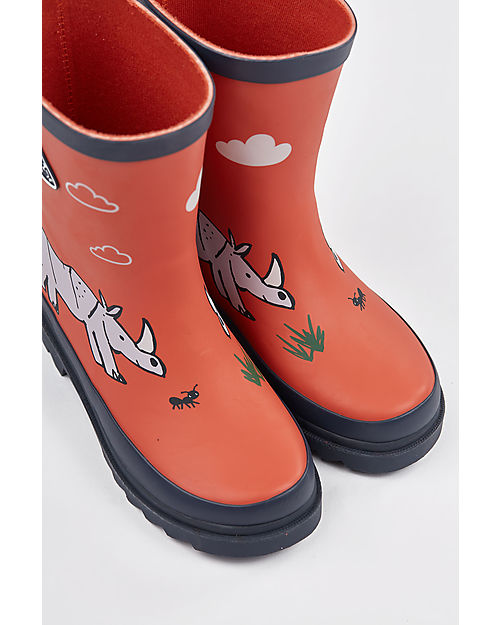 Frugi Stivali in Gomma Puddle Buster Wellington - Amici Rinoceronti - 100% gomma naturale Stivali Pioggia