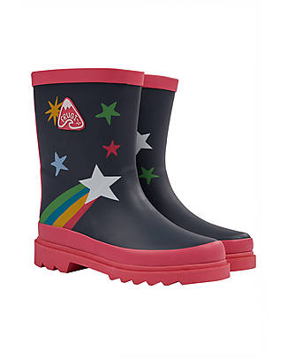 Frugi Stivali in Gomma Puddle Buster Wellington - Indaco/Stelle - 100% gomma naturale Stivali Pioggia
