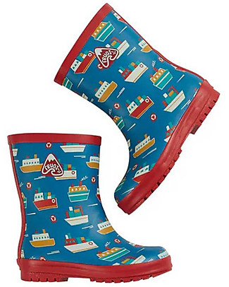 Frugi Stivali in Gomma Puddle Buster Wellington - Navi - 100% gomma naturale Stivali Pioggia