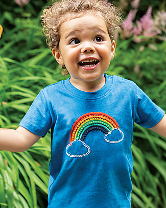 Frugi T-shirt Avery con Applique 3D - Cobalto/Arcobaleno - Cotone bio T-shirt