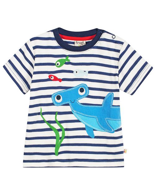 Frugi T-Shirt Beach con Applique Little Beach - 100% Cotone Bio T-shirt