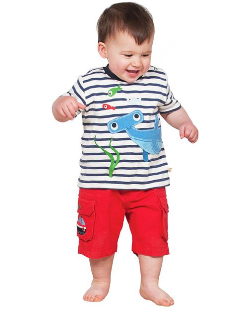 Frugi T-Shirt Beach con Applique Little Beach - 100% Cotone Bio T-shirt