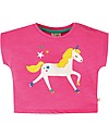 Frugi T-Shirt Bimba Effetto Fiammato Sophia - Rosa/Unicorno - 100% cotone bio T-shirt