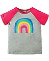 Frugi T-Shirt Bimba Nancy, Grigio e Fucsia/Arcobaleno - 100% cotone bio Maglie Manica Lunga