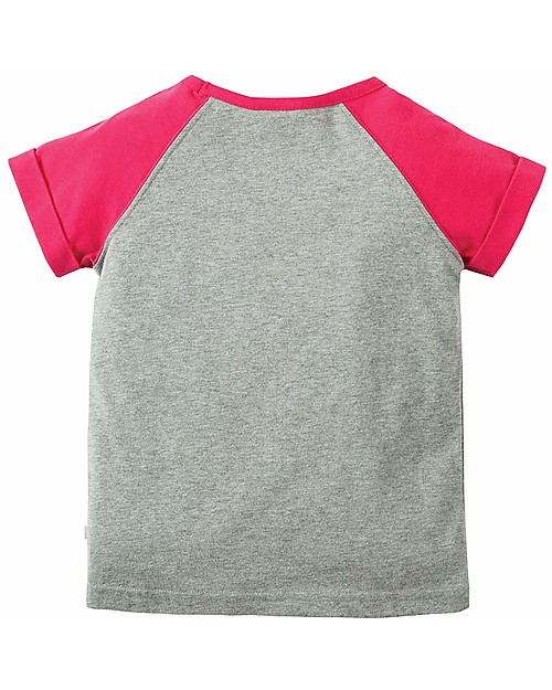 Frugi T-Shirt Bimba Nancy, Grigio e Fucsia/Arcobaleno - 100% cotone bio Maglie Manica Lunga