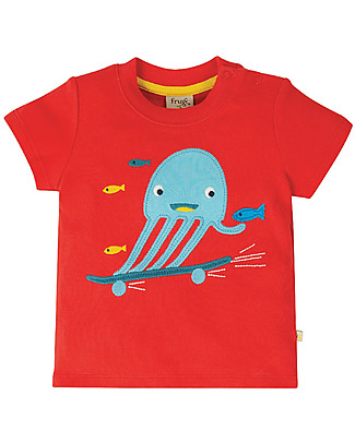 Frugi T-shirt Bimbo Little Creature - Rosso/Medusa- 100% cotone bio T-Shirt e Canotte