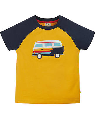 Frugi T-shirt Bimbo Rafe Raglan - Bumblebee/Camper - 100% Cotone Bio GOTS T-shirt