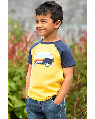 Frugi T-shirt Bimbo Rafe Raglan - Bumblebee/Camper - 100% Cotone Bio GOTS T-shirt