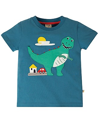 Frugi T-shirt Carsen - Steely Blue/Dino - 100% cotone bio T-Shirt e Canotte
