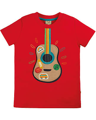 Frugi T-shirt con Applique 3D Avery - Rosso/Chitarra - Cotone bio T-shirt