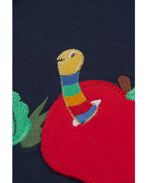 Frugi T-Shirt con Applique Creature - Indigo/Apple - Interlock di Cotone Bio GOTS - in Collaborazione con The National Trust! T-shirt