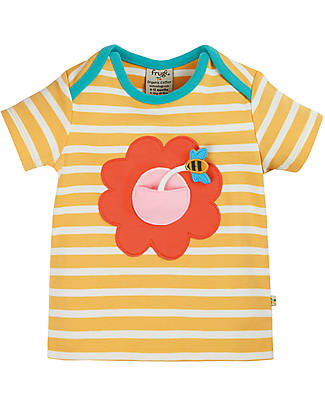 Frugi T-shirt con Applique Interattivo Bobster - Righe/Fiori - Cotone bio T-shirt