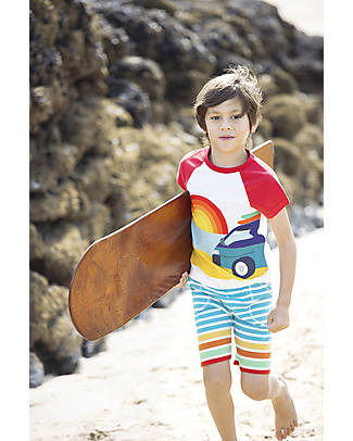 Frugi T-shirt con Applique Raine Raglan - Campervan - con Collo Elasticizzato - Cotone Organico T-shirt