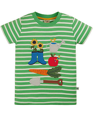 Frugi T-Shirt con Applique Sid - Garden - Interlock di Cotone Bio GOTS - in Collaborazione con The National Trust! T-shirt