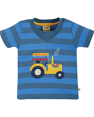 Frugi T-shirt Easy-on con Collo Elasticizzato - Trattore - Cotone bio T-Shirt e Canotte