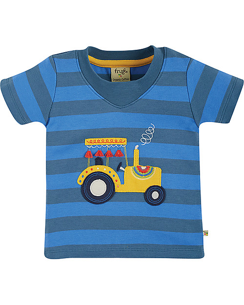 Frugi T-shirt Easy-on con Collo Elasticizzato - Trattore - Cotone bio T-shirt