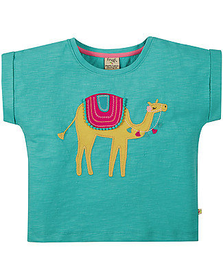 Frugi T-Shirt Effetto Fiammato Sophia - Acqua/Cammello - 100% cotone bio T-Shirt e Canotte