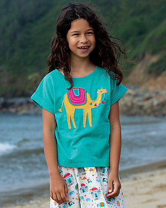 Frugi T-Shirt Effetto Fiammato Sophia - Acqua/Cammello - 100% cotone bio T-Shirt e Canotte