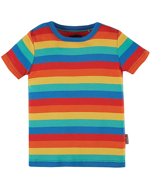 Frugi T-Shirt Favourite - Righe Arcobaleno - 100% Cotone Organico GOTS T-shirt