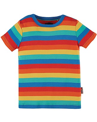 Frugi T-Shirt Favourite - Righe Arcobaleno - 100% Cotone Organico GOTS T-shirt