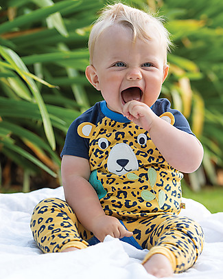 Frugi T-shirt Happy Raglan - Macchie Leopardo - 100% Cotone bio T-Shirt e Canotte