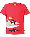 Frugi T-Shirt James, Rosso/Squalo - 100% cotone bio T-shirt