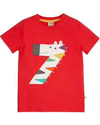 Frugi T-shirt Magic Number Rossa - Zebra - 100% Cotone Organico GOTS T-shirt