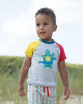 Frugi T-Shirt Renny Raglan - Grigio Melange/Tartaruga - 100% cotone bio T-Shirt e Canotte