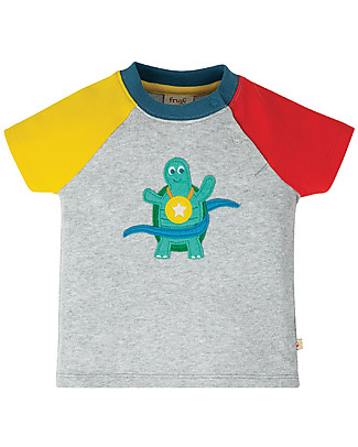 Frugi T-Shirt Renny Raglan - Grigio Melange/Tartaruga - 100% cotone bio T-Shirt e Canotte