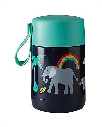 Frugi Thermos Yummy in Acciaio - Indaco/Elefante - 450 ml Contenitori in Metallo