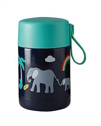 Frugi Thermos Yummy in Acciaio - Indaco/Elefante - 450 ml Contenitori in Metallo