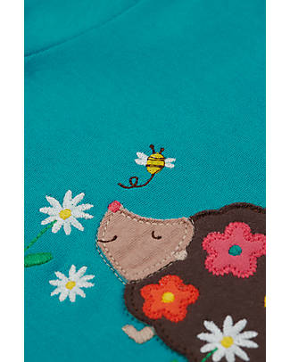 Frugi Top con Applique Little Creature - Blu/Riccio - Cotone bio T-shirt