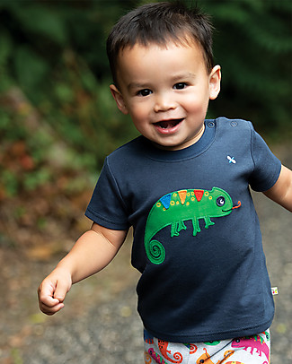 Frugi Top con Applique Scout - Indaco/Camaleonte - Cotone bio T-Shirt e Canotte