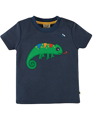 Frugi Top con Applique Scout - Indaco/Camaleonte - Cotone bio T-Shirt e Canotte