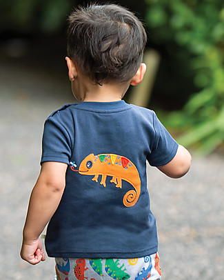 Frugi Top con Applique Scout - Indaco/Camaleonte - Cotone bio T-Shirt e Canotte