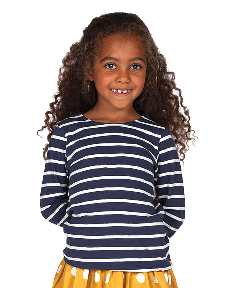 modAS Maglietta bretone da donna con maniche a 3/4 e scollo rotondo, con righe in cotone, (05) blu/bianco, 42