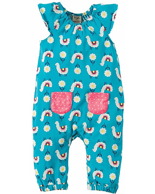 Frugi Tuta Bimba con Spalline, Celeste/Lama - Cotone bio elasticizzato Tutine Lunghe