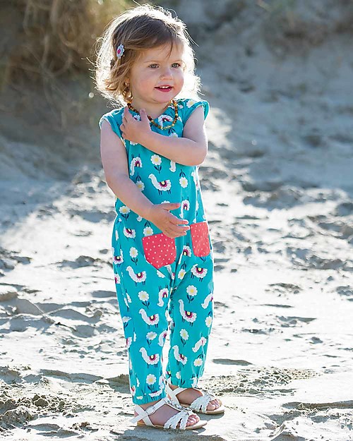 Frugi Tuta Bimba con Spalline, Celeste/Lama - Cotone bio elasticizzato Tutine Lunghe