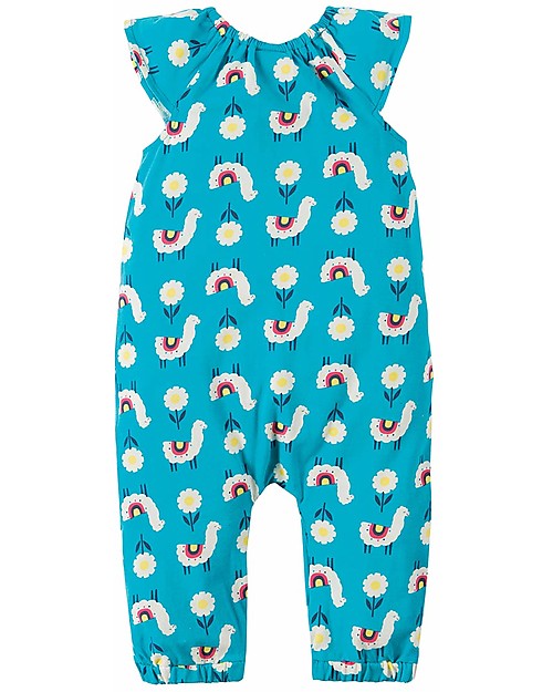 Frugi Tuta Bimba con Spalline, Celeste/Lama - Cotone bio elasticizzato Tutine Lunghe