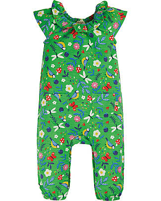 Frugi Tuta Bimba con Spalline - Esther - Verde - Cotone Bio Elasticizzato Salopette