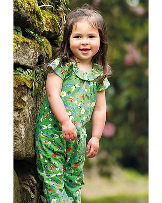 Frugi Tuta Bimba con Spalline - Esther - Verde - Cotone Bio Elasticizzato Salopette