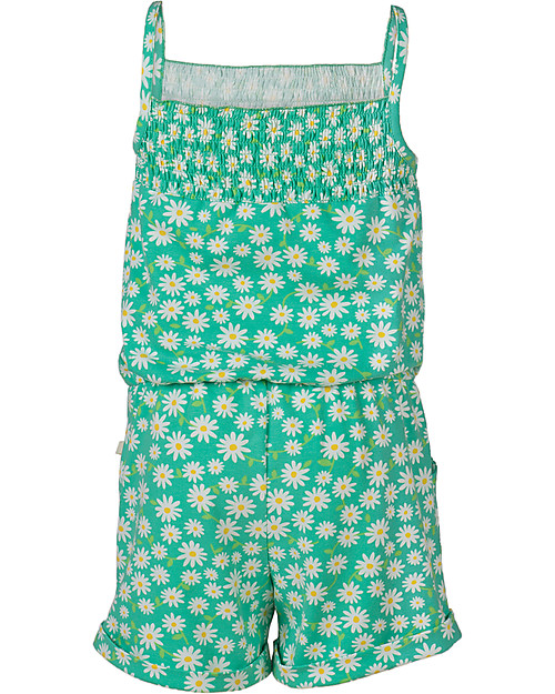 Frugi Tuta Bimba con Spalline, Verde+Fiorellini - Cotone bio elasticizzato Tutine Lunghe