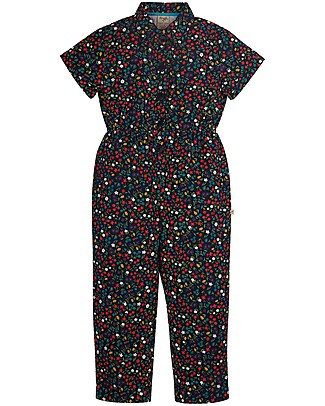 Frugi Tuta Bowie Boiler - Blu Indaco/Fiori - 100% Cotone Organico GOTS Salopette