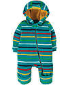 Frugi Tuta Imbottita in Pile Explorer - Azzurra Righe Arcobaleno - Realizzato con bottiglie di plastica riciclata! Tute Invernali