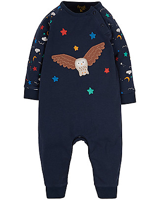 Frugi Tutina Cameron - Stelle/Gufo - Cotone Bio Tutine Lunghe Senza Piedi